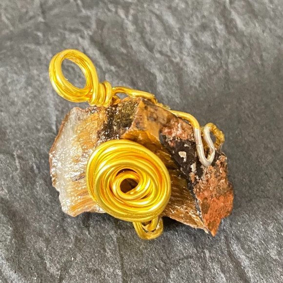 ๐ 3 for $25 Goldtone Wire Wrapped Agate (Gemstone) Pendant - Picture 3 of 5